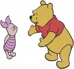 Disney Winnie Pooh Piglet Lying Down Together Relaxing Best Friends Set - Filled Embroidery Design - 5565