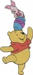 Disney Winnie Pooh And Piglet Playing Together Holding Hands Fun Times Collection - Filled Embroidery Design - 5568