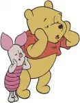 Disney Winnie Pooh And Piglet Playing Together Holding Hands Fun Times Collection - Filled Embroidery Design - 5569
