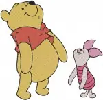 Disney Winnie Pooh And Piglet Sleeping Hugging Walking Together Sweet Moments - Filled Embroidery Design - 5570