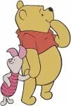 Disney Winnie Pooh And Piglet Sleeping Hugging Walking Together Sweet Moments - Filled Embroidery Design - 5571