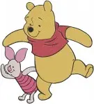 Disney Winnie Pooh And Piglet Sitting And Lying Down Together Friendship - Filled Embroidery Design - 5577