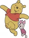 Disney Winnie Pooh Piglet Running Together By Signpost Happy Adventure Designs - Filled Embroidery Design - 5578
