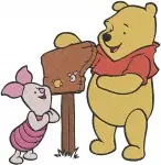 Disney Winnie Pooh Piglet Running Together By Signpost Happy Adventure Designs - Filled Embroidery Design - 5579