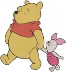 Disney Winnie Pooh Piglet Running Together By Signpost Happy Adventure Designs - Filled Embroidery Design - 5580
