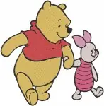 Disney Winnie Pooh Piglet Sitting And Talking Together Quiet Moments - Filled Embroidery Design - 5582