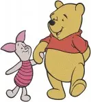 Disney Winnie Pooh Piglet Sitting And Talking Together Quiet Moments - Filled Embroidery Design - 5583