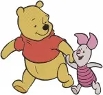 Disney Winnie Pooh Piglet On Log Winter Scarf Windy Day Walking Friends - Filled Embroidery Design - 5600