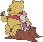 Winnie The Pooh And Piglet Hugging Winter Scarf And In Snow Globe Scenes - Filled Embroidery Design - 5610