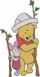 Winnie The Pooh And Piglet Snow Globe Toy Train Building Snowman Hiking - Filled Embroidery Design - 5616