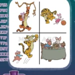 Winnie The Pooh - Tigger Roo Piglet Kanga - Playtime Hanging With Ball And Bedtime Story - Hundred Acre Wood Friends - Filled Embroidery Design - Instant Download