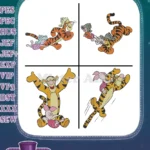 Winnie The Pooh - Tigger And Piglet Best Friends - Hugging Bouncing And Happy Cheerful Poses - Hundred Acre Wood Duo - Filled Embroidery Design - Instant Download