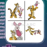 Winnie The Pooh - Tigger Piglet And Pooh Bear - Friendship Adventures And Playful Action Poses - Hundred Acre Wood Trio - Filled Embroidery Design - Instant Download
