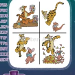 Winnie The Pooh - Tigger And Roo The Kangaroo - Honey Pot Autumn Play And Bouncing Fun Times - Hundred Acre Wood Pals - Filled Embroidery Design - Instant Download