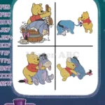 Disney Winnie Pooh And Eeyore Best Friends Hugging Comforting Honey Pot Collection - Filled Embroidery Design - Instant Download