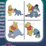 Disney Winnie Pooh And Eeyore Standing Together Riding On Back Friends - Filled Embroidery Design - Instant Download
