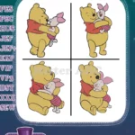 Disney Winnie Pooh And Piglet Hugging Various Affectionate Poses Best Friends Set - Filled Embroidery Design - Instant Download