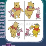 Disney Winnie Pooh And Piglet Various Interactions Walking Talking Farmer Hat - Filled Embroidery Design - Instant Download