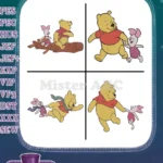 Disney Winnie Pooh Piglet On Log Winter Scarf Windy Day Walking Friends - Filled Embroidery Design - Instant Download