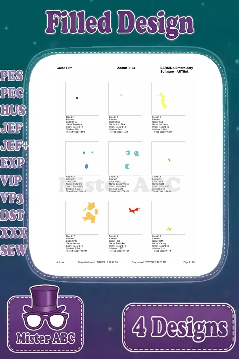 Color film page two detailing the stitch sequence for the 'Tigger and Pooh with Honey Pot' embroidery design.