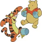 Winnie The Pooh And Tigger Stacking Playing And Tigger With Honey Pot Collection - Filled Embroidery Design - 5638