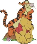 Winnie The Pooh And Tigger Stacking Playing And Tigger With Honey Pot Collection - Filled Embroidery Design - 5639