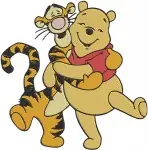 Winnie The Pooh And Tigger Dancing Tigger On Pooh And Pooh Carrying Tigger - Filled Embroidery Design - 5642