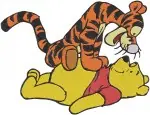 Winnie The Pooh And Tigger Dancing Tigger On Pooh And Pooh Carrying Tigger - Filled Embroidery Design - 5643