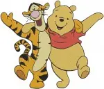 Winnie The Pooh And Tigger Dancing Tigger On Pooh And Pooh Carrying Tigger - Filled Embroidery Design - 5644