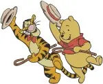 Winnie The Pooh Tigger Rabbit Winter Scarf And Pooh Tigger With Tools Scenes - Filled Embroidery Design - 5646