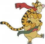 Winnie The Pooh Tigger Rabbit Winter Scarf And Pooh Tigger With Tools Scenes - Filled Embroidery Design - 5647