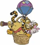Winnie The Pooh Tigger Piglet Basket Balloon Signpost And In Tree Adventures - Filled Embroidery Design - 5649