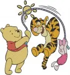 Winnie The Pooh Tigger Piglet Marching Ice Skating And Various Playful Poses - Filled Embroidery Design - 5656