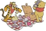 Winnie The Pooh Tigger Piglet Roo Kanga Mail Eating And In Wagon Group Scenes - Filled Embroidery Design - 5657