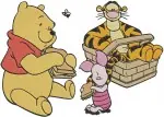 Winnie The Pooh Tigger Piglet Roo Kanga Mail Eating And In Wagon Group Scenes - Filled Embroidery Design - 5658