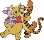 Winnie The Pooh Tigger Piglet Pooh Carrying Friends Hugging And With Balloons - Filled Embroidery Design - 5662