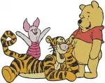 Winnie The Pooh Tigger Piglet Pooh Carrying Friends Hugging And With Balloons - Filled Embroidery Design - 5664
