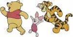 Winnie The Pooh Tigger Piglet Hugging Swinging And With Umbrella Rainy Day Fun - Filled Embroidery Design - 5666