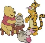 Winnie The Pooh Tigger Piglet Stacking Musical Instruments And In Wagon Playtime - Filled Embroidery Design - 5675