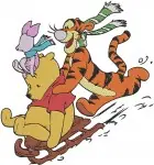 Winnie The Pooh Tigger Piglet Sledding Snowman Stacking And Fishing Winter Fun - Filled Embroidery Design - 5677