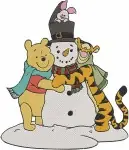 Winnie The Pooh Tigger Piglet Sledding Snowman Stacking And Fishing Winter Fun - Filled Embroidery Design - 5678