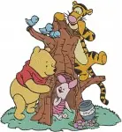 Winnie The Pooh Tigger Piglet Sledding Snowman Stacking And Fishing Winter Fun - Filled Embroidery Design - 5679