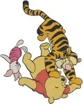 Winnie The Pooh And Tigger Dancing Ice Skating And Playful Interactions With Piglet - Filled Embroidery Design - 5682
