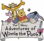 Adventures Of Winnie The Pooh Logo And Pooh Tigger Eeyore Piglet Group Poses - Filled Embroidery Design - 5686
