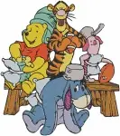 Adventures Of Winnie The Pooh Logo And Pooh Tigger Eeyore Piglet Group Poses - Filled Embroidery Design - 5689