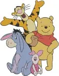 Winnie The Pooh And Friends Pooh Tigger Eeyore Piglet More Group Hugs Portrait - Filled Embroidery Design - 5694