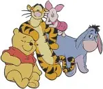 Winnie The Pooh And Friends Pooh Tigger Eeyore Piglet More Group Hugs Portrait - Filled Embroidery Design - 5695