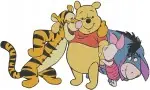 Winnie The Pooh And Friends Pooh Tigger Eeyore Piglet More Group Hugs Portrait - Filled Embroidery Design - 5696