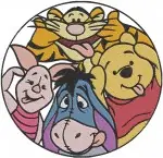 Winnie The Pooh And Friends Pooh Tigger Eeyore Piglet More Group Hugs Portrait - Filled Embroidery Design - 5697