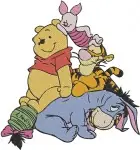 Winnie The Pooh And Friends Pooh Tigger Eeyore Piglet Group Hugs And Stacking - Filled Embroidery Design - 5702